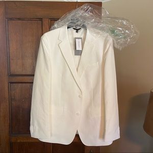 Banana Republic Slim Cotton-Linen Suit Jacket in White